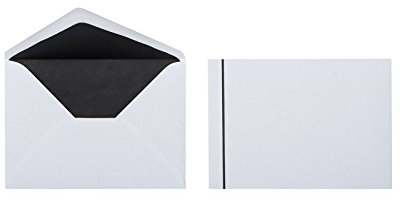 Paper24 Trauerbriefumschläge mit schwarzem 2 mm Streifen und Innenfutter im Format C6 (114 x 162 mm), Grammatur: 100 g/m², Farbe: Weiß, 25 Stück