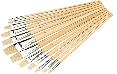 Silverline Artists Paint Brush Set 12pce Flat Tips (633927)