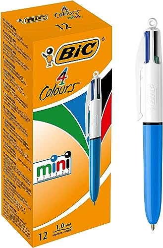 BIC 4 Farben Kugelschreiber Set 4 Colours Mini, 12er Pack, Ideal für das Büro, das Home Office oder die Schule