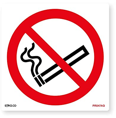Weiß No Smoking Aufkleber/Etiketten - nur 50 x 50 mm - aus selbstklebende Vinyl