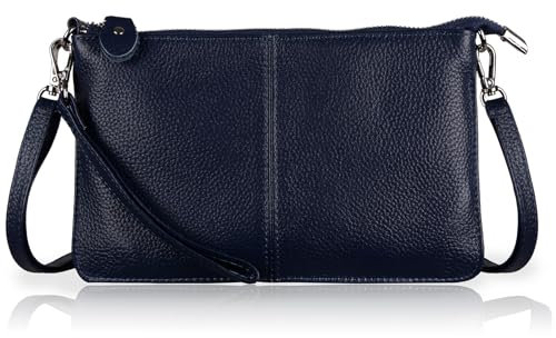 befen® Women's [Soft-Feel Genuine Leather] Smartphone Leather Wristlet Crossbody Wallet Clutch with Crossbody strap/Wrist Strap-for Smartphone up to 5.5 Inch-Sapphire blue