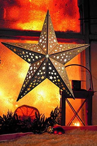 LED Stern aus Holz | mit 10 LED´s beleuchtet | kabellos | inkl. Fernbedienung | 40cm | Fensterstern | Holzstern | Weihnachtsdekoration | Adventsstern (40cm Sternoptik)