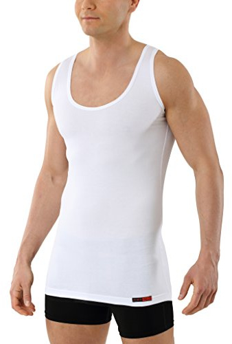 ALBERT KREUZ Trägerunterhemd Business Herrenunterhemd aus Stretch-Baumwolle ohne Arm mit tiefem Rundausschnitt weiß 4/S