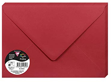 Clairefontaine 5582C - Packung mit 20 Umschläge Pollen, Format C5, 162 x 229 mm, 120g, ideal für Korrespondenz und Einladungen, Kirschrot, 1 Pack