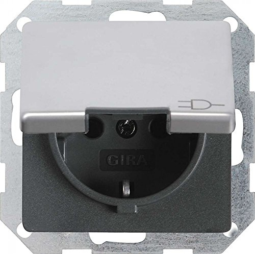 Gira 045403 Schuko Steckdose Klappdeckel System 55, reinweiß