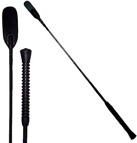 Intrepid International Black Riding Crop with Rubber Handle - Versatile, Durable Equestrian Tool for Precision Control in English and Western Riding Styles, 28
