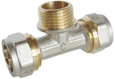 SOMATHERM FOR YOU - 3775-20-15S - tee di compressione per il tubo multistrato Ø20 - Maschio 15/21 (1/2 '') al centro: Ø20 -M15 / 21-Ø20