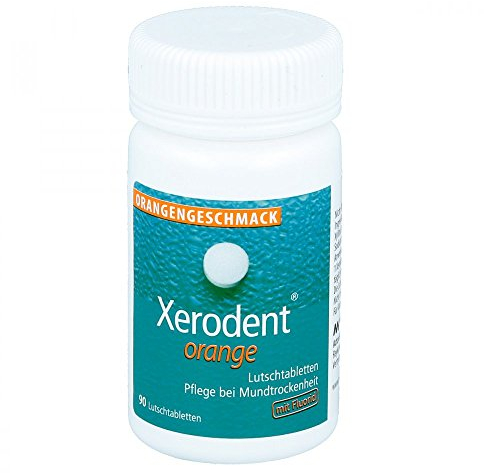 Xerodent 90 Lutschtabletten - bei Mundtrockenheit, regt Speichelbildung an, mit Fluorid für die Zahngesundheit, ohne Zucker, leckerer Orangengeschmack