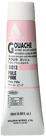 Holbein Acryla Gouache Artists Acrylic Polymer Emulsion, 20 ml Pale Pink (D013)