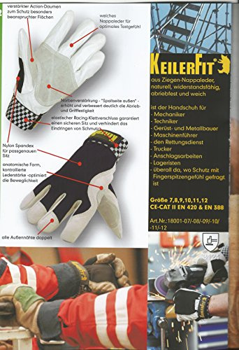 KEILER FIT Schutzhandschuhe Größe 7 (S) - Forsthandschuhe mit Rindspaltleder - EN 388 zertifiziert - griffig & robust