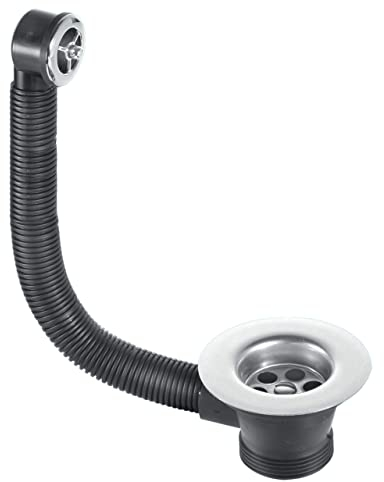 McAlpine FSW2PC Plated Grid Combined Waste and Overflow Sink, Black, Chrome