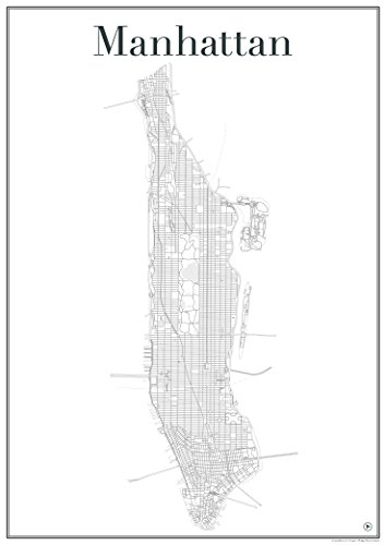 gridlines Manhattan Poster - New York City - Stadtplan Plakat Staßennetz (60 cm x 84 cm) Kunstdruck