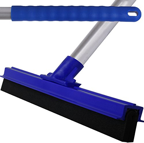 The Chemical Hut Blue Professional Hard Floor Cleaning Squeegee & Strong Alloy Handle For Tiles, Concrete, Wood And Marble.