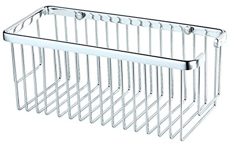 Kibath 130064 Halter Rechteckiger Duschkorb und Badewanne AZO für das Badezimmer aus Messing Finish, Chrom glänzend