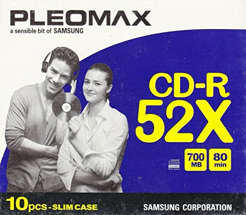 SAMSUNG PLEOMAX CD-R 700MB 52X 80 MIN Slim Case Jewel 10 pcs vergini