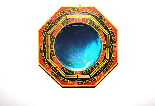 Bagwa Mirror for Protection against Passive Negative Energy (Concave Bowed Inwards); Mirror Diameter 7.5cms; Octagonal Wood Framed; 12cms Overall Diameter - sold by Spiritual Gifts. Usually dispatched within 2 workiung days.