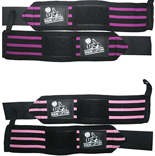 Nordic Lifting Handgelenkbandagen (2 Paare/4 Bandagen) 14 für Gewichtheben - für Frauen & Männer - Verbessern Sie die Handkraft & Unterstützung beim Gewichtheben, 1 Jahr Garantie (Pink, Lila)