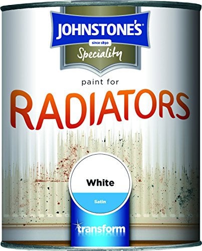 Johnstone's - Speciality Paint for Radiators - White - Satin - Water Colour - Quick Drying - Suitable for Hot Water Pipes - Coverage per Litre 7m2 - 750ml