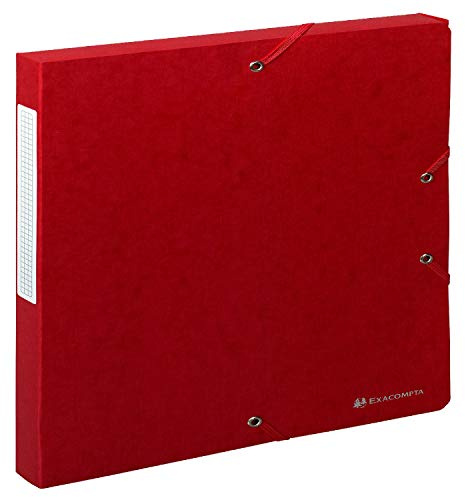 Exacompta 50705E 1 Abheftbox mit Scotten-Gummibändern aus geprägter Glanzkarte 600g/m2 Rücken 2,5 cm Maße 25 x 33 cm für A4-Dokumente Farbe Rot wird montiert geliefert