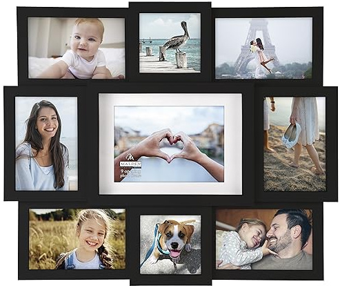 Malden International Designs Black 9 Opening Collage Photo Frame