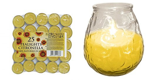 Prices Teelichter gegen Insekten, Zitronellgras 25 Stück + Kerze in ein Glas