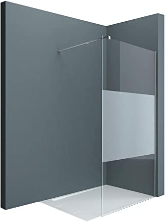 doporro Luxus Duschwand für Dusche Duschabtrennung 80x200cm Walk-In Dusche 8mm ESG-Sicherheitsglas Milchglas-Streifen inkl. Nanobeschichtung Bremen01MS
