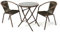 Nexos Bistroset aus Glastisch & Bistrostuhl – Stahlgestell Polyrattan Glasplatte – stapelbar – Farbe: Dunkelbraun schwarz