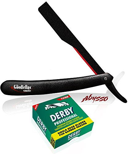 The Goodfellas' Smile Kit Straight Razor Abysso plus 100 Derby Professional Single Edge Razor Blades