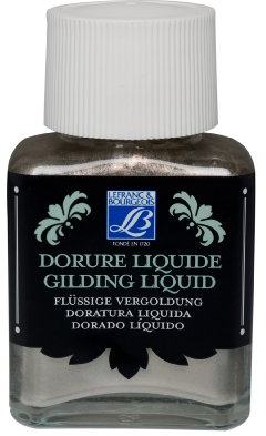 Lefranc Bourgeois 350412 flüssige Vergoldung für Dekoration, schillernde Metallfarben mit hoher Deckkraft, wasserfest & wetterbeständig, 75ml Flasche - Zinn