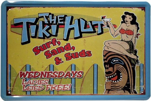 Blechschild The Tiki Hut 20 x 30cm Reklame Retro Blech 516