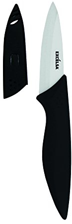 Excelsa Coltello Utility con Coprilama, Ceramica, Nero/Bianco, Lama 7,5 cm