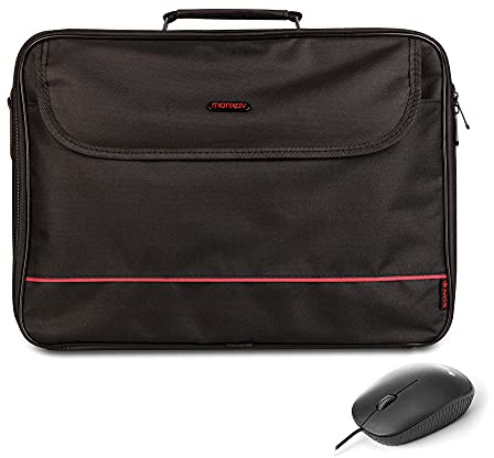 MONRAY BUREAU KIT - Kit Briefcase up to 16 + 1000 dpi Optical Mouse via Cable and USB Connection, Black