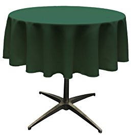 LA Linen Polyester Poplin Round Tablecloth, 51, Green Hunter
