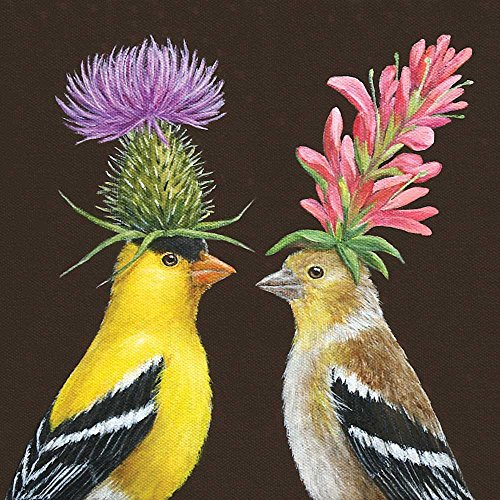 Paperproducts Design Dekorative Getränke-Papierservietten, Tischdekoration, Einweg-Servietten, Cocktail-Servietten, für Mittagessen, Abendessen, Geburtstage, Partys, 20 Stück, Vicki Sawyer Goldfinch