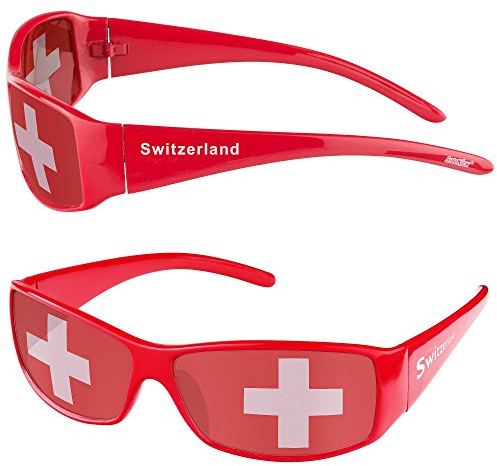 Taffstyle Fanartikel Sonnenbrille für Fussball WM & EM mit Länder Flagge Style - Schweiz