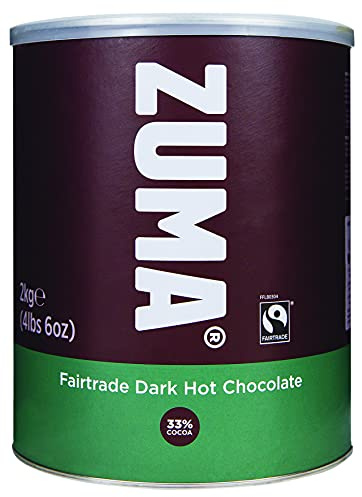 Zuma Fairtrade Dark Chocolate - 33% cocoa (2kg tin) | Approved for commercial catering use, offering a rich beverage option for busy cafes, hotels and self-service stations.