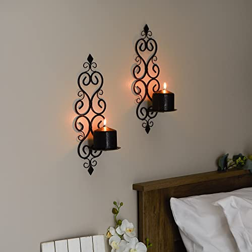 Zingz & Thingz FBA_10015834 Fleur-DE-LIS Wall Sconce Duo, Eisen, Mehrfarbig, 15.2 x 10.2 x 40.6 cm