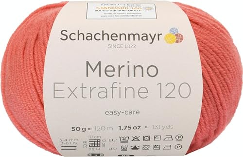 Schachenmayr Merino Extrafine 120 9807552-00134 koralle Handstrickgarn, Schurwolle