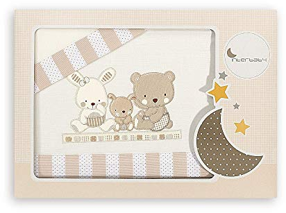 INTERBABY - Juego de sábanas para cuna LOVE color beige