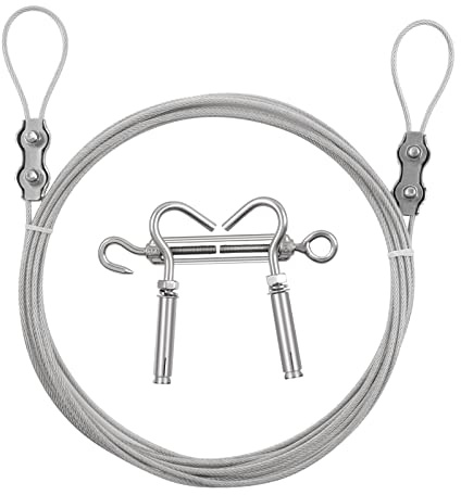 Dewel Cordes à linge portable coupe-vent Vêtements Corde Line en acier inoxydable avec câble rétractable Système Heavy Duty Corde à linge pour intérieur/extérieur/Home/voyage/Séchage, Métal, gris, 16FT