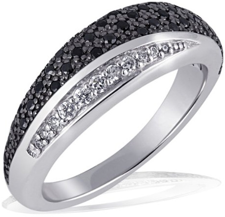 Goldmaid Damen-Ring 925 Sterlingsilber mit schwarzen und weißen Zirkonia