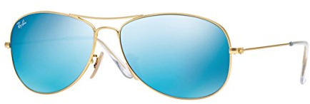 Ray-Ban Men's RB3362 Cockpit Aviator Sunglasses, Matte Gold/Grey Mirror Blue, 59 mm