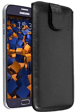mumbi Echt Ledertasche kompatibel mit Samsung Galaxy S6 / S6 Duos Hülle Leder Tasche Case Wallet, schwarz