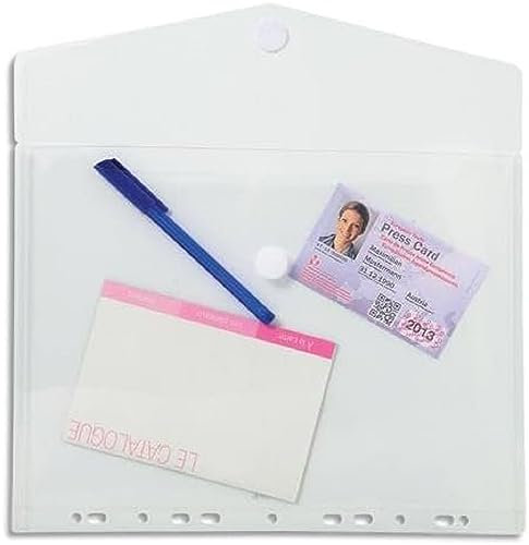 Exacompta 57381E 5er Pack Reißverschlusshüllen DIN A4 aus starkem Kunststoff mit Rand zum Abheften ideal zur Aufbewahrung von Kleinteilen oder Geld transparent