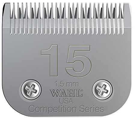 Wahl Competition Blade, Number 15, Full Tooth, Blade Set Animal Clipper, 1.5mm, Blades, Spare Clipper Blade, Pet Clipper Spares, Stainless Steel, Rust Resistant, Precise Cutting