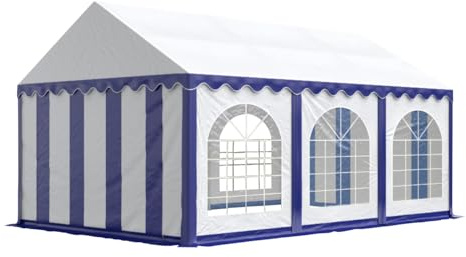Festzelt Partyzelt 3x6 m Premium, hochwertige PVC Plane 750 N in blau-weiß 100% wasserdicht mit Bodenrahmen