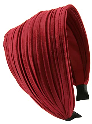 axy Breiter Haarreif mit leichtem Flanell (Leder Optik) Damen Stirnband Haarschmuck Haarreifen HR32 (Dunkelrot)