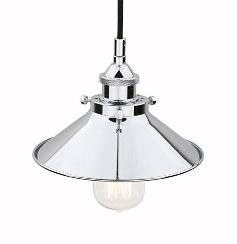 PathsOn Industrial Vintage Metal Shade Pendant Light Fittings, Loft Bar Kitchen Hanging Ceiling Light, Cafe Living Room Lamp Fixture Chandelier (Chrome)