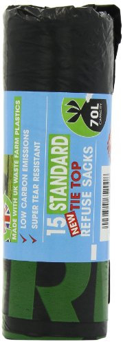 EcoBag Medium Duty Refuse Sacks on a Roll - Black, 90 Litre, Pack of 1