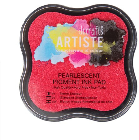 Artiste Pigment Pearlescent Soft Pink Ink Pad for Stamping, Embossing Powders, Crafting Supplies, Pigmented Use with Clear Stamps, Rubber Stamps, Ink Pads are Safe Non-Toxic Acid-Free